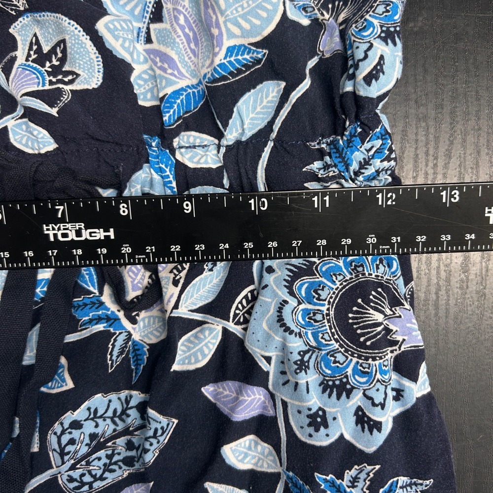 LOFT Petites Jumpsuit Women 00P Blue Floral Sleeveless Rayon Cottagecore Boho - Picture 6 of 12
